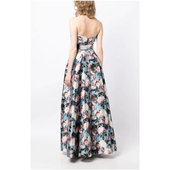 $900 Sachin And Babi Ice Blue Garden Strapless Floral Envelope Brielle Gown 6 - Picture 3 of 12